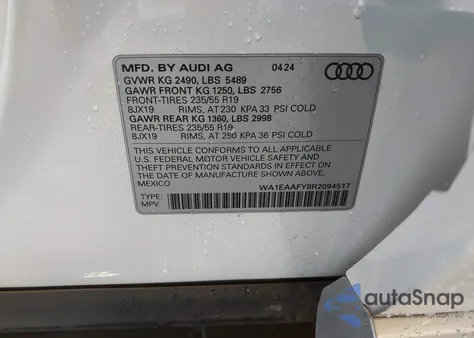 2024 Audi Q5 Premium Plus 45 Tfsi S Line Quattro из США, поврежденный, VIN WA1EAAFY8R2094517